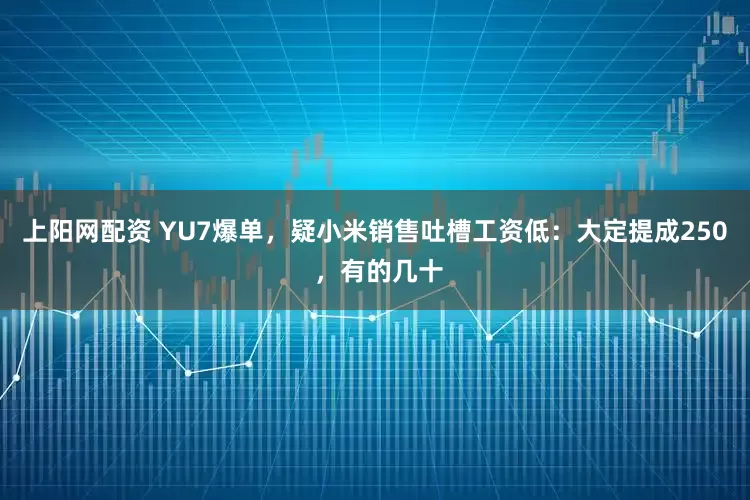 上阳网配资 YU7爆单，疑小米销售吐槽工资低：大定提成250 ，有的几十