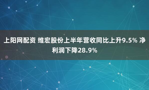 上阳网配资 维宏股份上半年营收同比上升9.5% 净利润下降28.9%